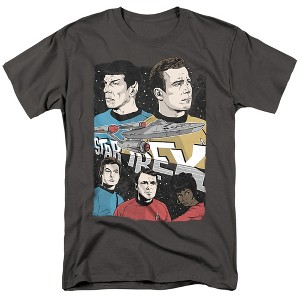 Star Trek Illustrated Crew Adult T-Shirt Charcoal - 1 of 4
