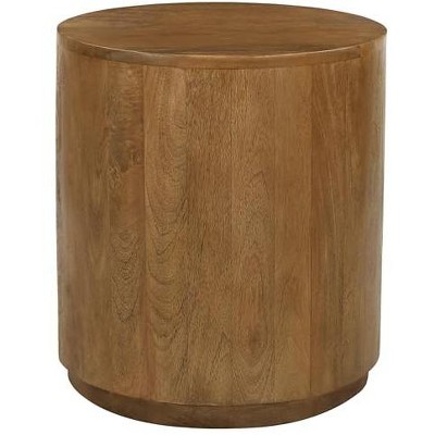 Moti Flagstaff Round Side Table in Modern Spice Tan Finish on Solid Wood