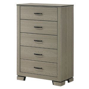 32" Wood Chest with 5 dressers and Center Metal Glider, Modern Sleek Design, Weathered Gray Finish - 1 of 4