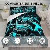 Acoinel 3 Pcs Gaming Controller Lightwight Ultra Soft Comforter Set with 2 Pillowcases, FULL, Black - 2 of 4