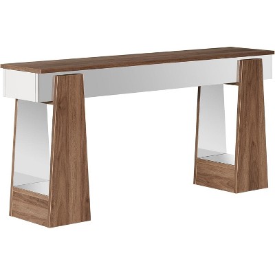 Tribesigns Mirrored Console Table,  63-Inch Farmhouse Entryway Table, Wooden Behind Couch Sofa Table for Entrance, Hallway, Foyer, Living Room