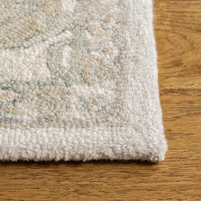 Ivory and Beige Wool Tufted Runner Rug