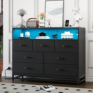 Acekool 7 Drawer Dresser with Charging Station, Modern Wide Chest for Bedroom or Living Room - 1 of 4