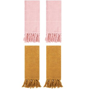 REGALWOVEN Solid Cotton Bathroom Hand Towel with Tassel 4 Pack - 1 of 4