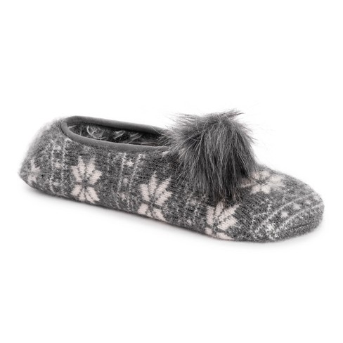 MUK LUKS Women's Insulated Ballerina Slippers - Dark Grey Heather, OS (6 -  11)