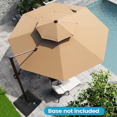 Crestlive Products 11.5FT Round Double Top Patio Cantilever Umbrella UV30+ Outdoor 360 Degree Rotation Offset Umbrella 7 Heights Adjustable