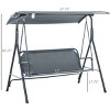 Syemin Patio Swings Outdoor Swing for Patio Porch with Adjustable Tilt Canopy and Comfortable Swing Bench-Style Seat, Gray, 67.75"*43.25"*60.25" - 3 of 4
