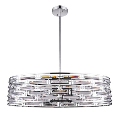 CWI Lighting Petia 8 Light Drum Shade Island Light With Chrome Finish