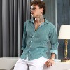 Campus Sutra Men Men's Forest Green & Powder White Pleat-Creased Shirt - 2 of 4