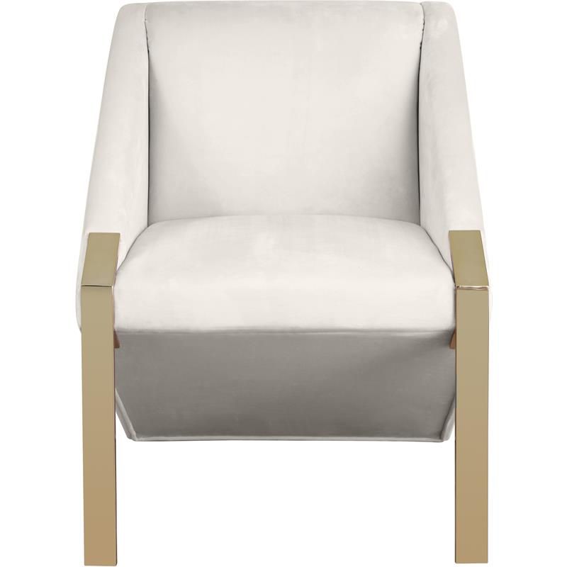 Meridian Furniture Rivet Velvet Accent Chair in White, 3 of 11