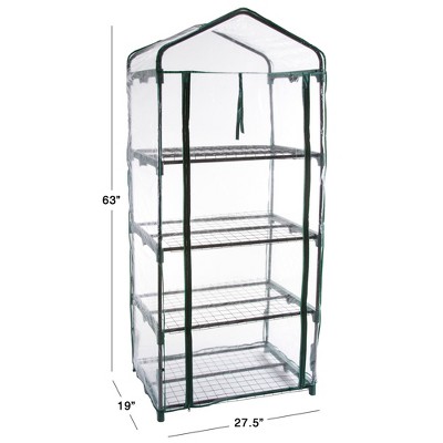 Clear PVC 4-Tier Outdoor Mini Greenhouse with Steel Frame