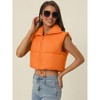 Seta T Women's High Stand Collar Lightweight Zip Puffer Crop Padded Vest - 3 of 4