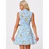 Allegra K Women's Sleeveless Turndown Collar Mini Button Down Floral Print Dress - 4 of 4
