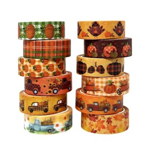 Wrapables Decorative Washi Tape for Scrapbooking, Stationery, Diary, Card Making, (12 Rolls) Pumpkin Fun - 1 of 4