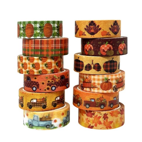 Wrapables Decorative Washi Tape for Scrapbooking, Stationery, Diary, Card Making, (12 Rolls) Pumpkin Fun - image 1 of 4