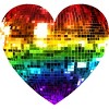 Adult Design By Humans Disco Ball Rainbow Heart By melvillesT-Shirt - 2 of 2