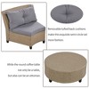 6 - Person Fan-shaped Rattan Suit Combination with Cushions and Table,Suitable for Garden - 3 of 4