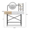 LIVAREEmlen 40" Makeup Vanity Desk with 3-Mode Lighted Mirror & Wireless Charging Station,Vanity Table with Drawer&3 Open Shelves,White - 2 of 4