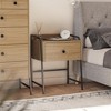 ORRD Rustic Nightstand with Drawer, Industrial Bedside Table with Wood Grain Finish, Bushwick Collection 26.6" - 2 of 4