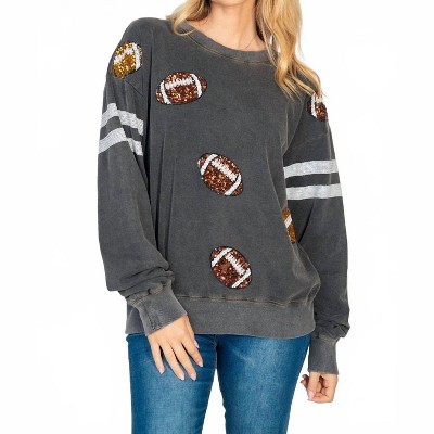 Women's Football Sequin Sweatshirt - White Birch L