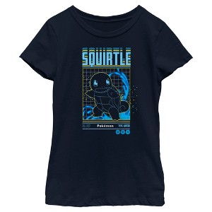 Girl's Pokemon Squirtle Retro Grid T-Shirt - 1 of 4