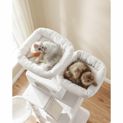 Feandrea 81.1-Inch Cream White Multi-Level Cat Tree with Sisal Scratching Posts