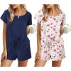 Ekouaer 2 Pack Womens Pajama Sets Short Sleeve Sleepwear Soft Crew Neck Pj Shorts Set Printed Loungewear Set - 4 of 4