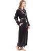 ADR Women's Long Satin Robe with Contrast Piping Tie Belt, Pockets, Full Length - 3 of 4