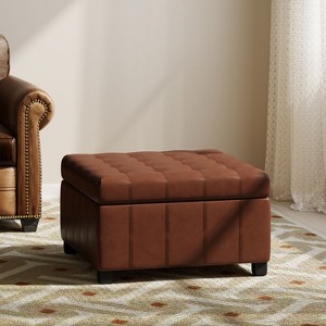 GDFStudio Rigby Contemporary Button Tufted Faux Leather Upholstered Storage Ottoman - 1 of 4