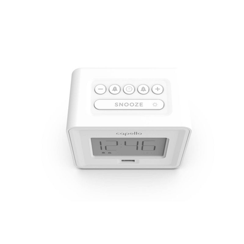 Capello - Dual Alarm Clock with USB Phone Charger - White, 3 of 5