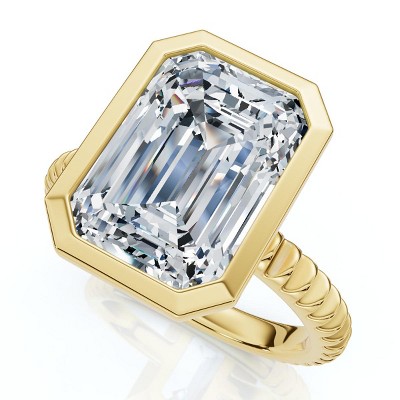 Pompeii3 Certified 4Ct Bezel Solitaire Diamond Engagement Ring 14k Gold Lab Created