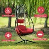 Infurnic Patio Swings, Hanging Egg Swing Chair with Stand and Soft Seat Cushions, Swinging Seat for Balcony Backyard Garden, Red, 37.4"*37.4"*77" - 3 of 4