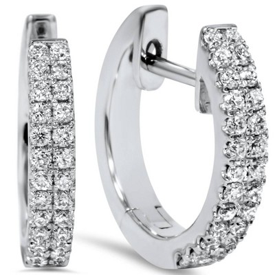 Pompeii3 1/3ct Genuine Diamond Hoops 18K White Gold 1/2" Tall