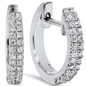 Pompeii3 1/3ct Genuine Diamond Hoops 18K White Gold 1/2" Tall - 1 of 2