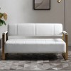 GDFStudio Olive Faux Leather Upholstered Tufted 57.9" Loveseat with Golden Metal Arms - 2 of 4
