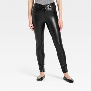 Women's Everyday High-Rise Skinny Faux Leather Pants - Universal Thread™ Black - 1 of 3