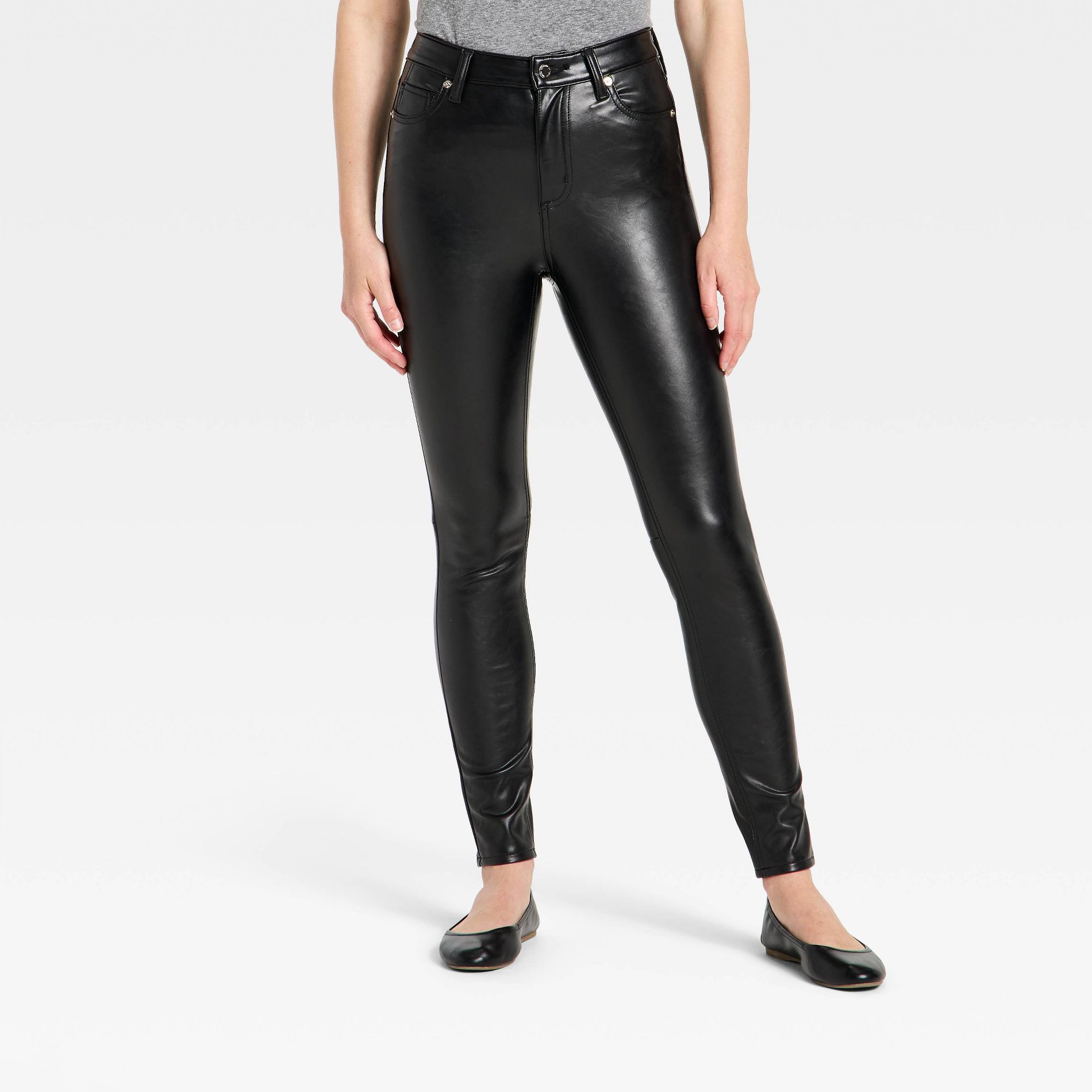 Women's Everyday High-Rise Skinny Faux Leather Pants - Universal Thread™ Black