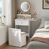 Gulches White 3-in-1 Makeup Vanity Desk with Round Mirror and Chair - 2-in-1 Nightstand, Foldable Panel, Storage Stool, Compact Dressing Table - 3 of 4