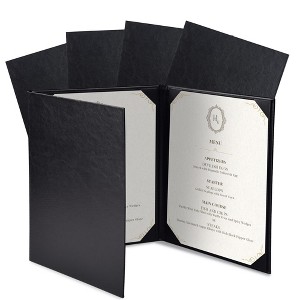 WeChef Restaurant Menu Covers 8.5x11" Trifold 3 View PU Leather with Angled Corners for Wine List Bar Hotel 5 Pack - 1 of 4