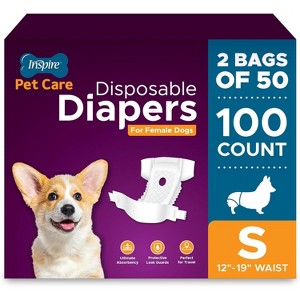 Inspire Pet Care Female Incontinence Dog Diapers for Heat or Pee Disposable Dog Diapers Female All Sizes - 1 of 4