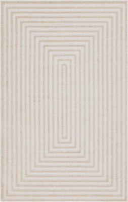 Beige Geometric 5' x 8' Synthetic Outdoor Area Rug