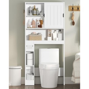 Dcolora Over The Toilet Storage Cabinet, Farmhouse Storage Cabinet Over Toilet with Sliding Doors - 1 of 4