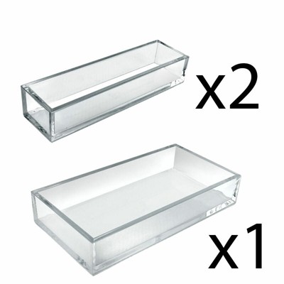 Deluxe Clear Acrylic 3-Piece Tray Set for Countertop Organization