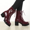 Allegra K Women's Zip Platform Lace Up Round Toe Chunky Heel Combat Boots - 2 of 4
