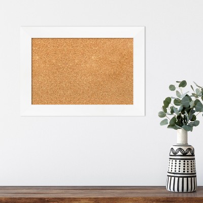 White Framed Natural Cork Bulletin Board 24x19