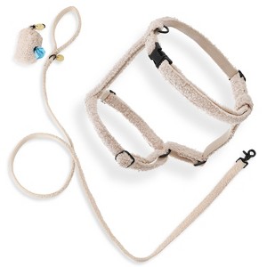 THE LICKER STORE Teddy Boucle Adjustable H Harness and Leash Walk Set with Poop Bag Pouch - 1 of 4