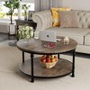 Homhougo Round Coffee Table for Living Room, Rustic Center Table with Storage Shelf, 2-Tier Wood Circle Coffee Table - 2 of 4