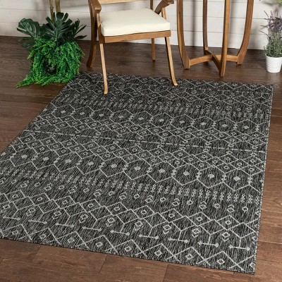 Modern Gray Synthetic 5' x 7' Flat Woven Rectangular Area Rug
