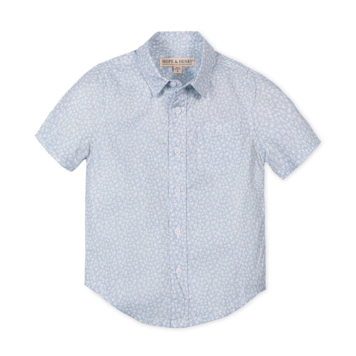 Hope & Henry Boys' Linen Short Sleeve Shirt, Kids