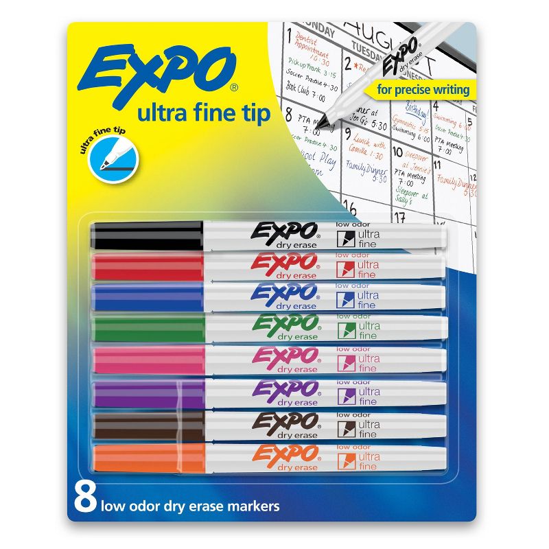 Expo 8pk Dry Erase Markers Ultra Fine Tip Multicolored, 1 of 10
